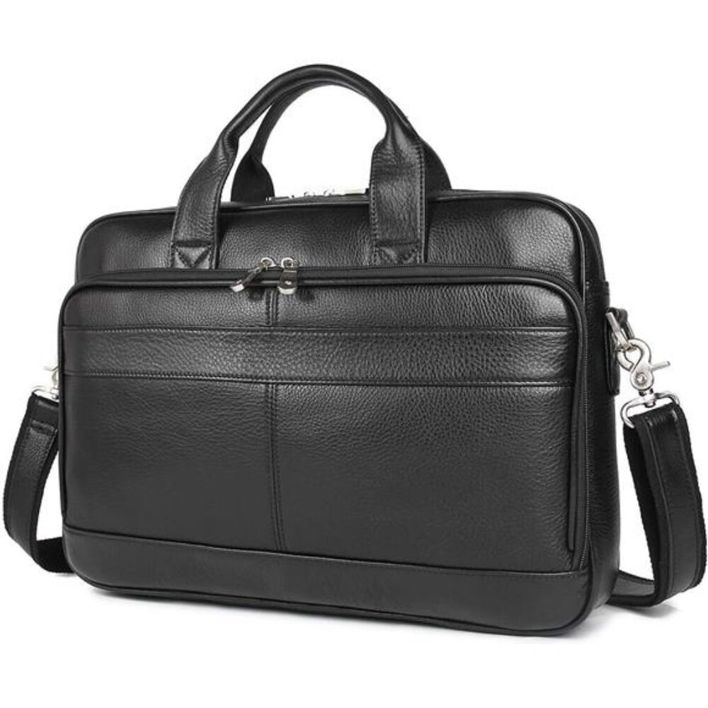 Leather Messenger Bag for Men Vintage Travel Backpack 17 inch laptop Briefcase